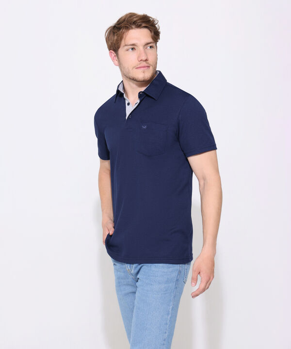 Polo Unicolor, Cuello Duro Con Bolsillo Y Silueta Regular Fit Naranja image number null