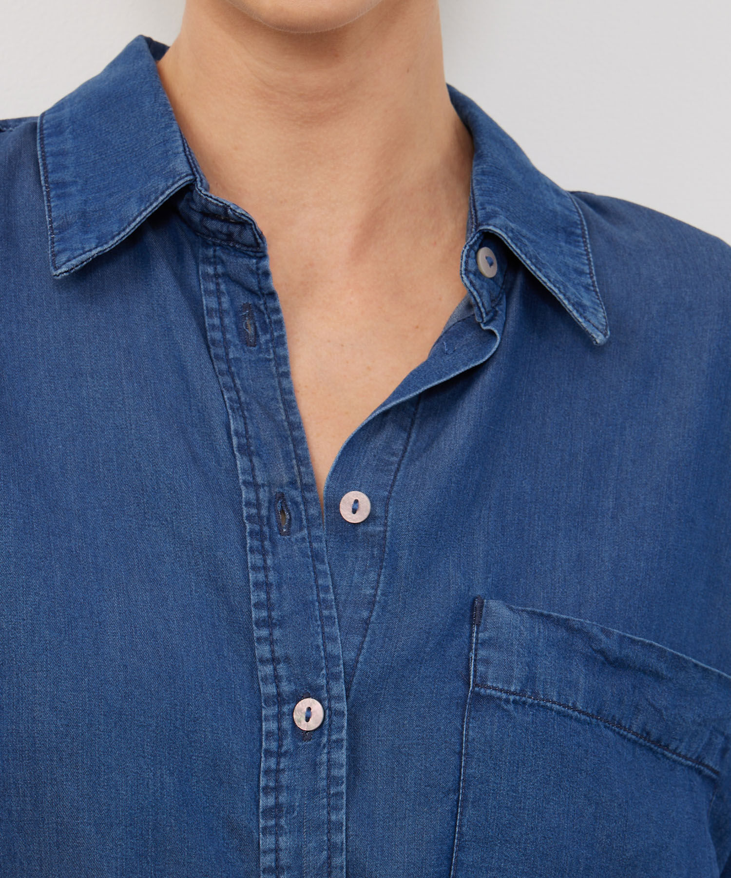 Camisa Camisa Tencel Oversize Manga Larga