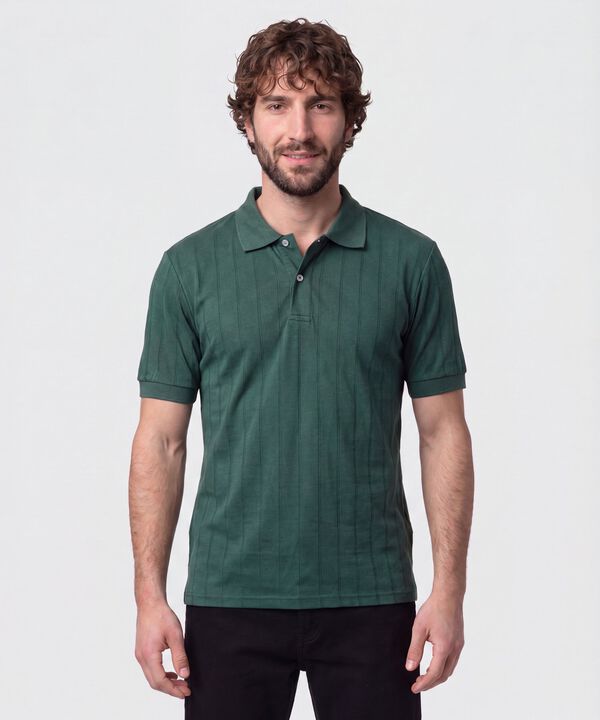 Polo Con Relieve Vertical Para Hombre