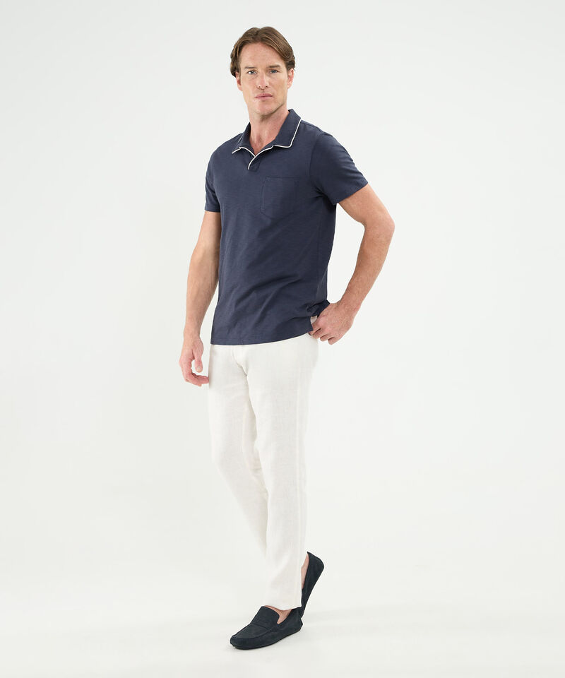 Polo Cuello Puños Y Pechera Tejida