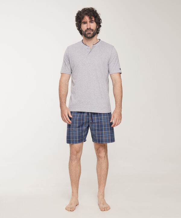 Pijama 2 Piezas Camiseta Henley Y Pantalóneta