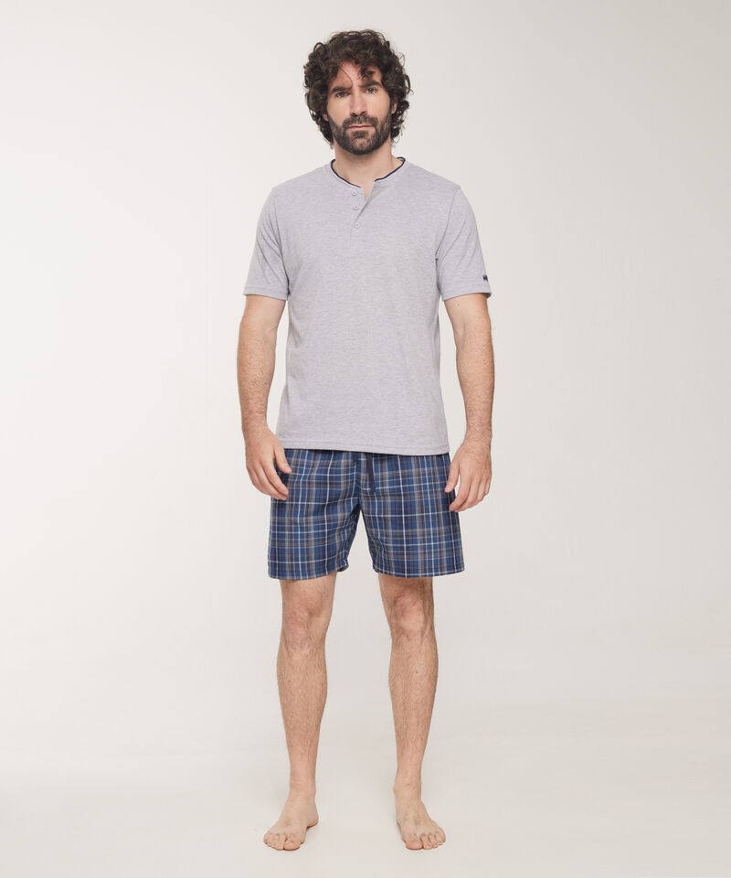 Pijama 2 Piezas Camiseta Henley Y Pantalóneta