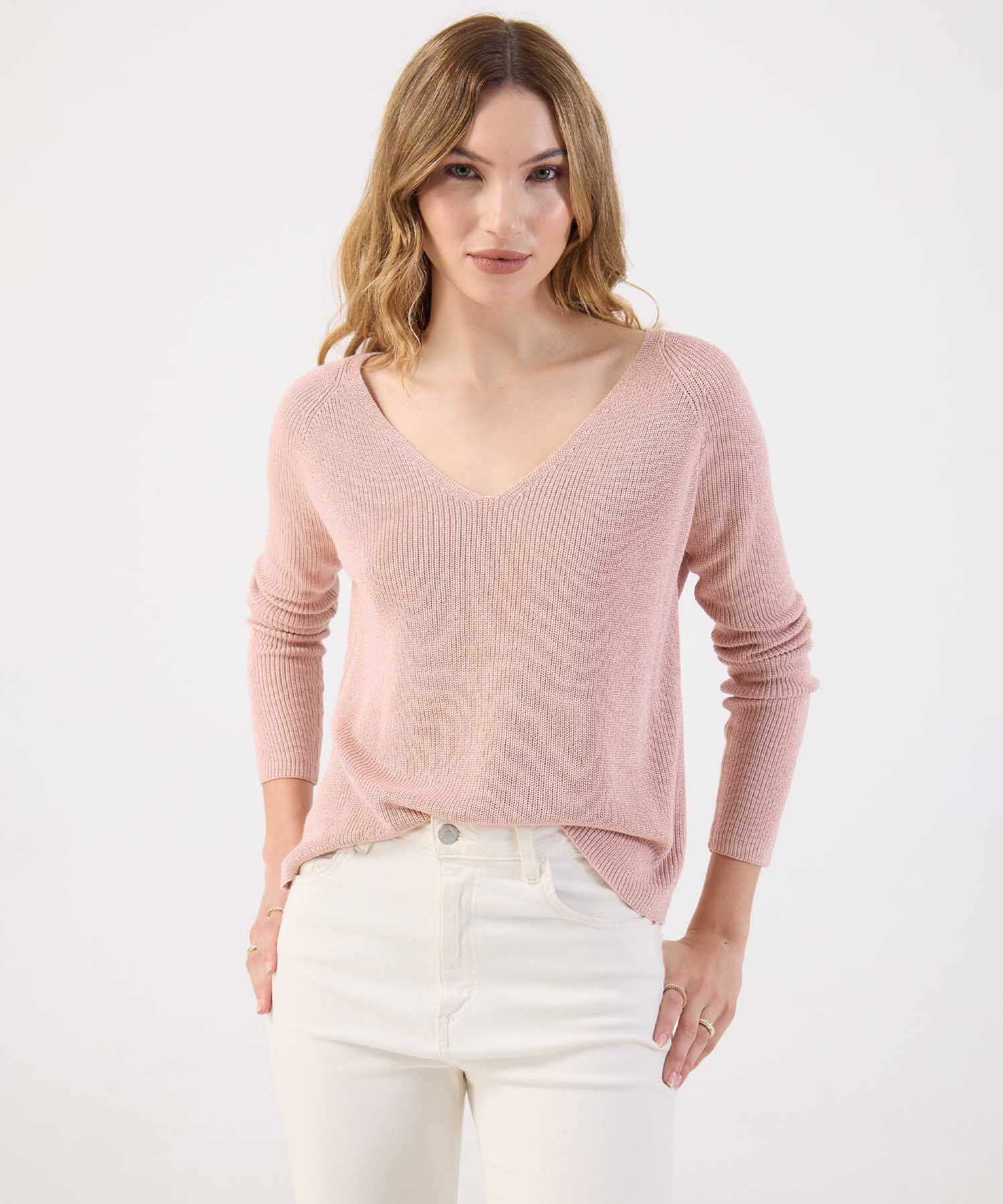 Saco Fino Tejido Cuello V Elegante Para Mujer