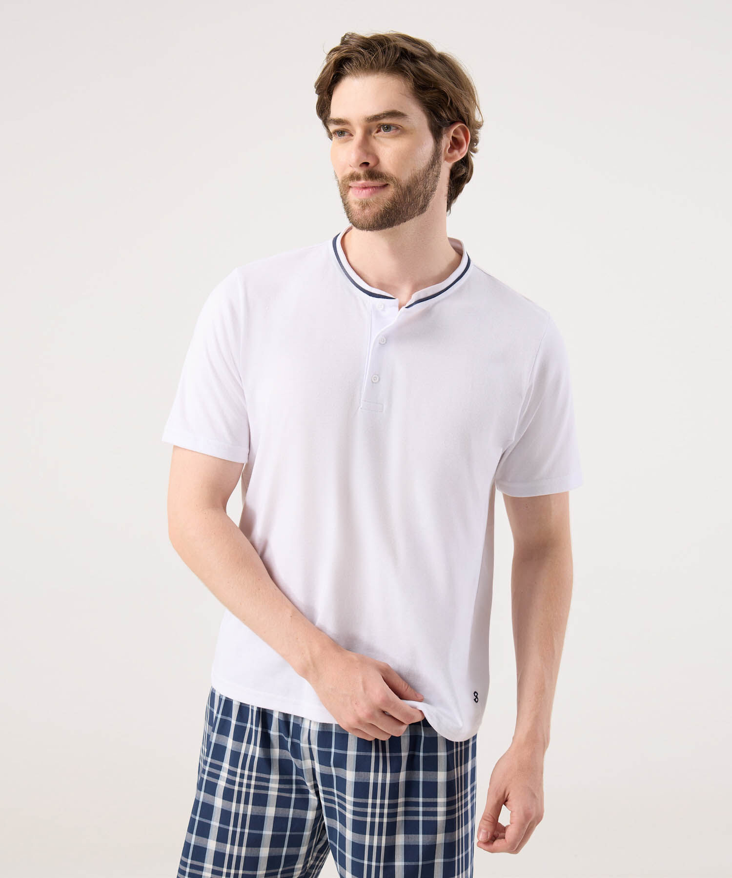 Conjunto Pijama Camiseta Manga Corta Y Pantaloneta Prete&ntilde;ida Para Hombre