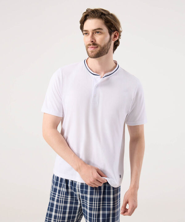 Conjunto Pijama Camiseta Manga Corta Y Pantaloneta Prete&ntilde;ida Para Hombre