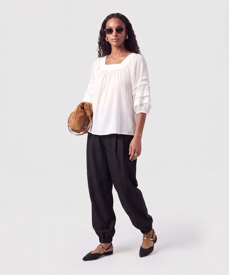 Blusa Cuello Cuadrado Manga Acampanada Mujer
