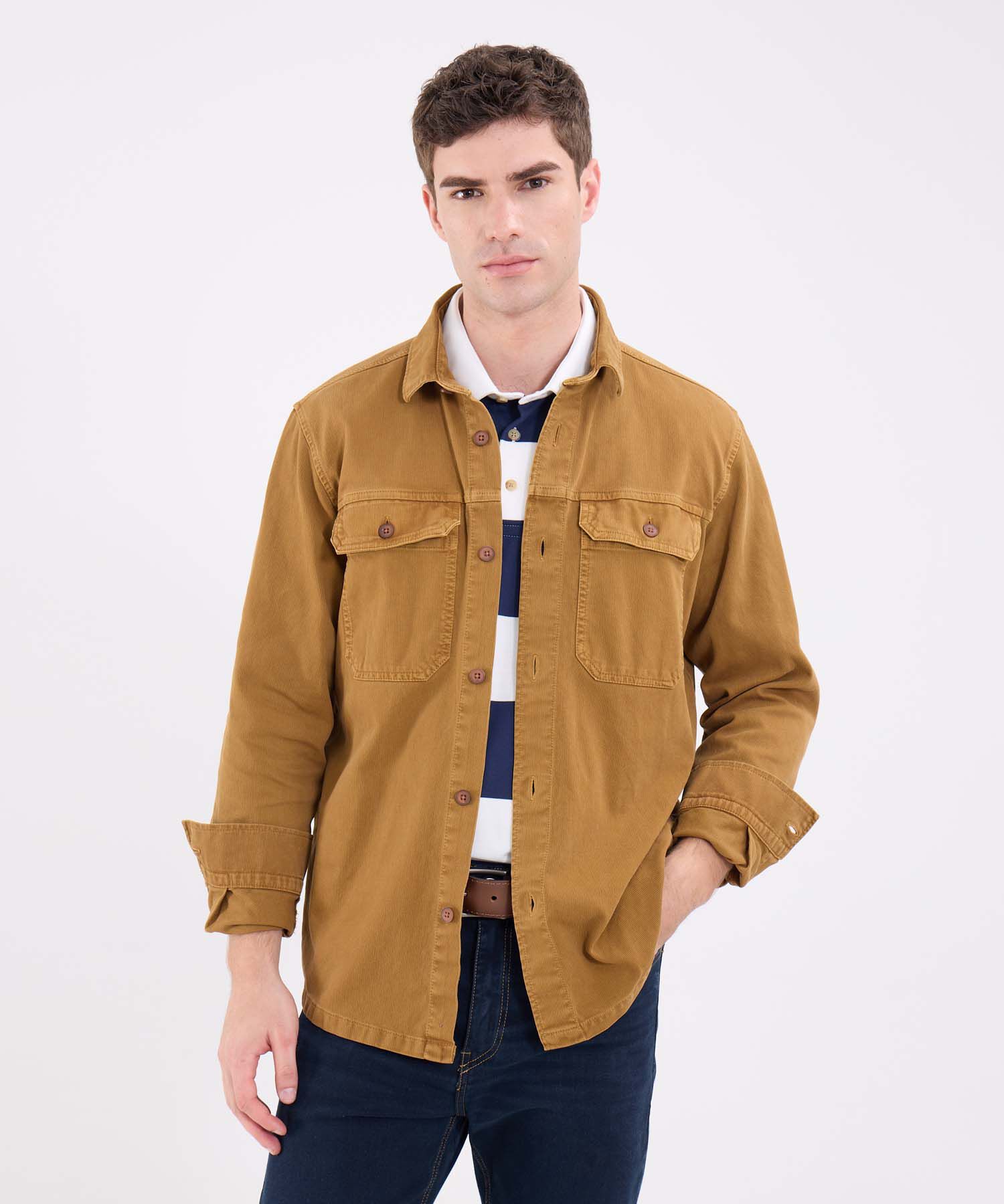 Camisa Tipo Chaqueta Unicolor