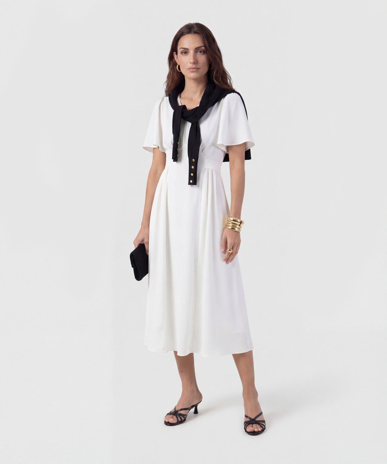 Vestido Largo Con Mangas Acampanadas Para Mujer
