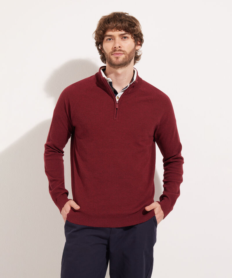 Saco Media Cremallera Unicolor Con Textura