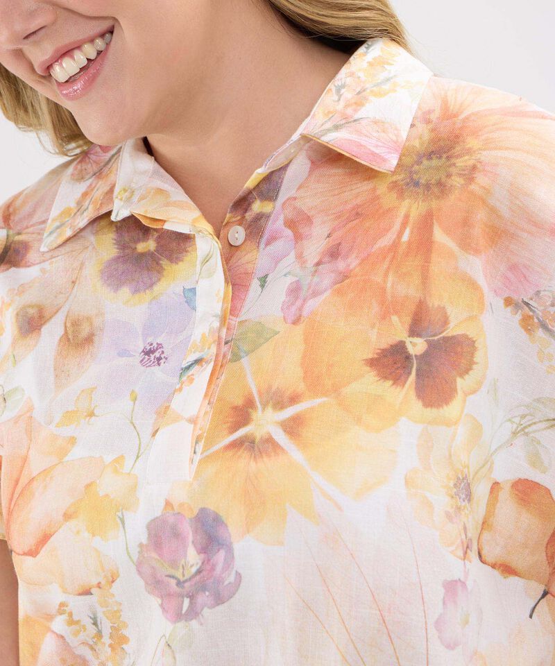 Vestido Camisero Manga Corrida Estampado