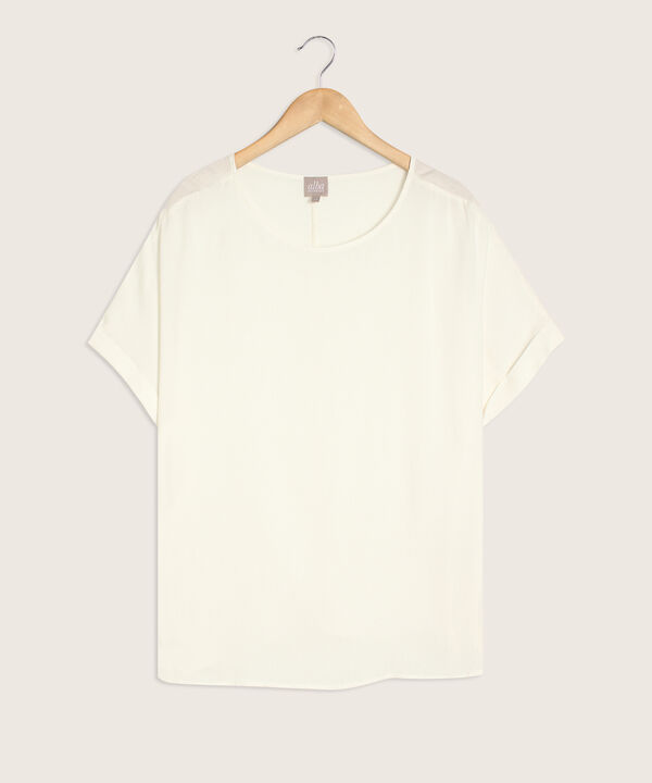 Blusa Unicolor Manga Corta Corrida Con Guardapolvo