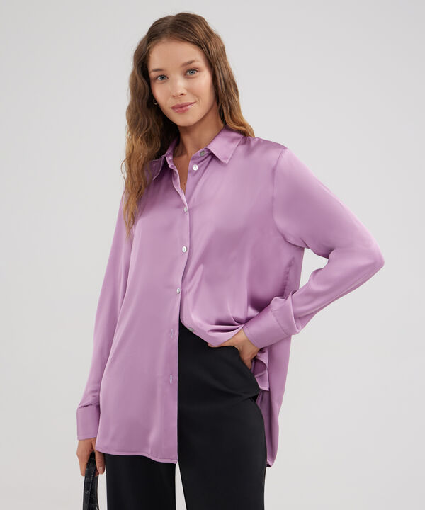 Camisa Unicolor Manga Larga En Satin