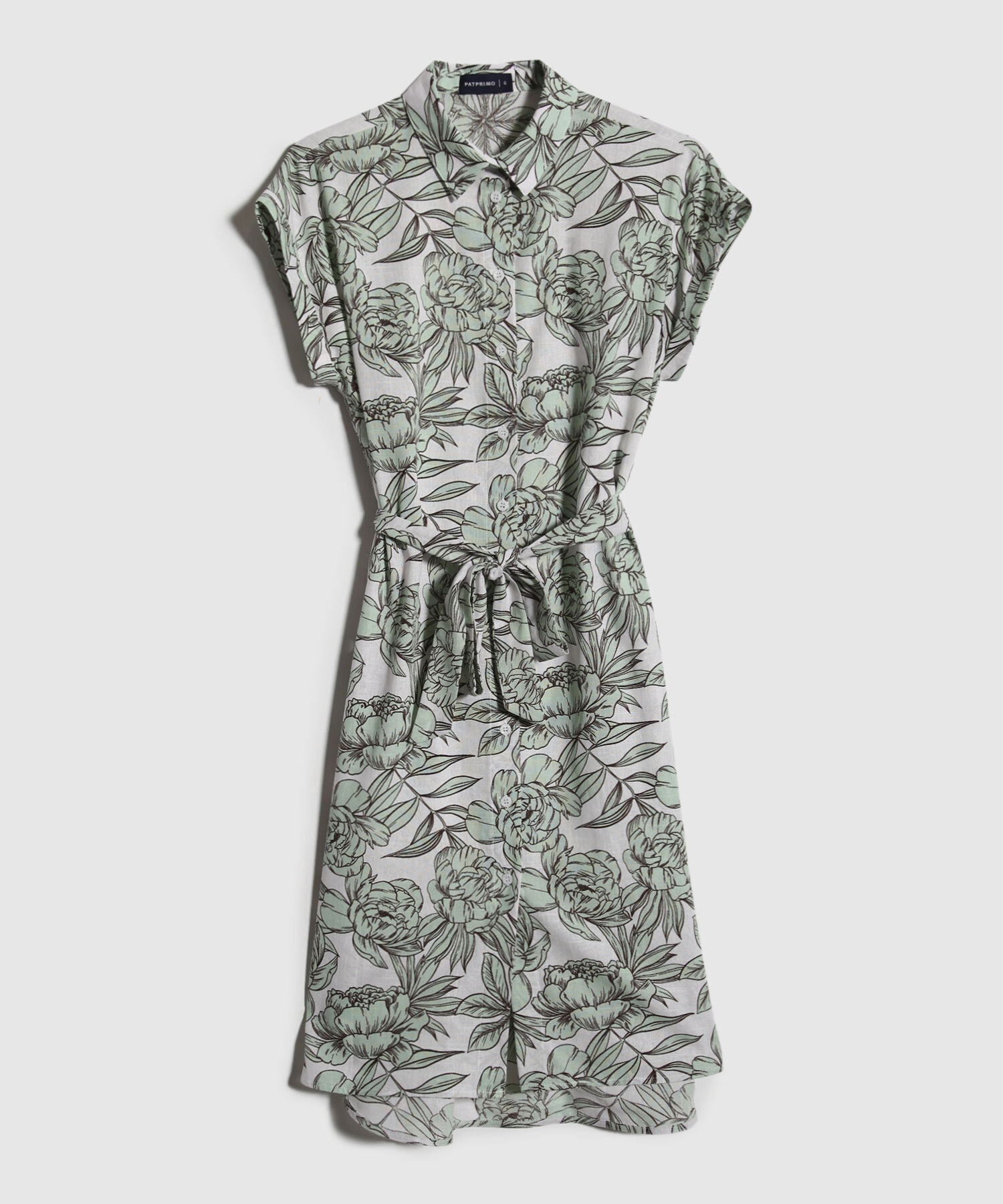 Vestido Camisero En Lino Estampado