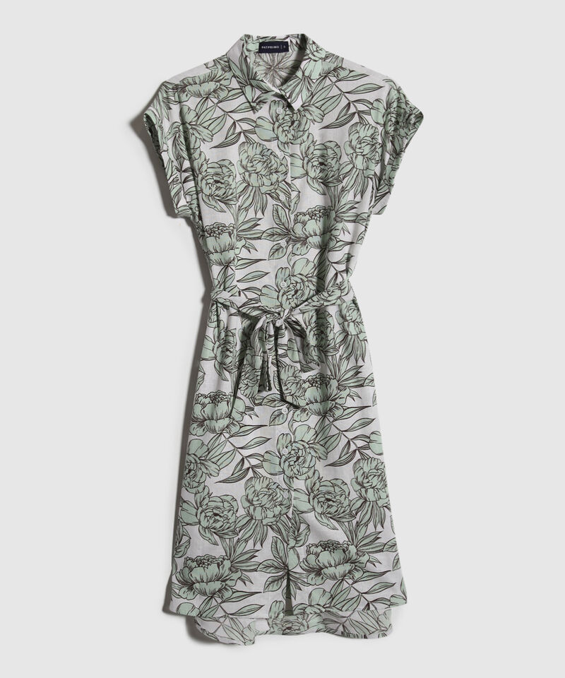 Vestido Camisero En Lino Estampado