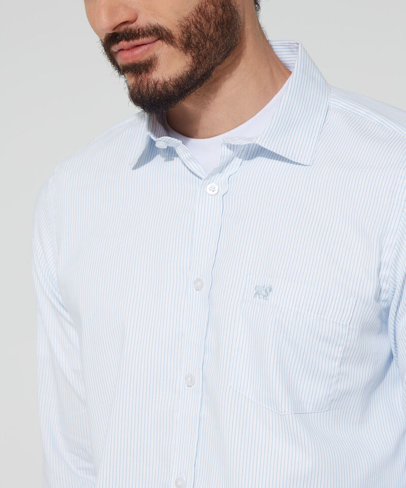 Camisa Preteñida, Manga Larga Con Bolsillo Y Silueta Regular Fit