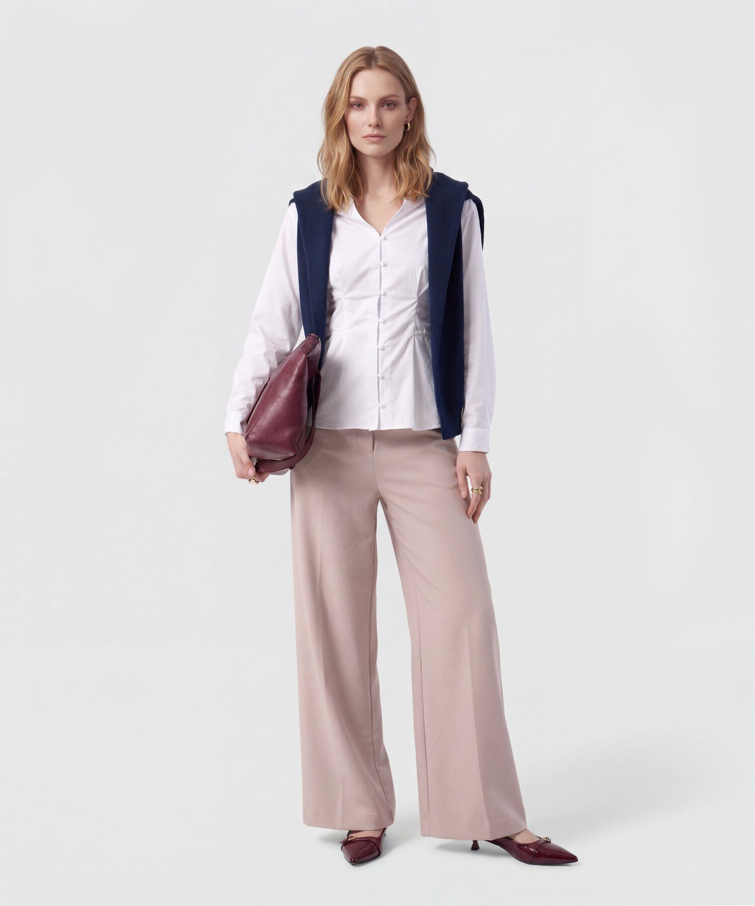 Camisa Ajustada Con Pinzas Para Mujer