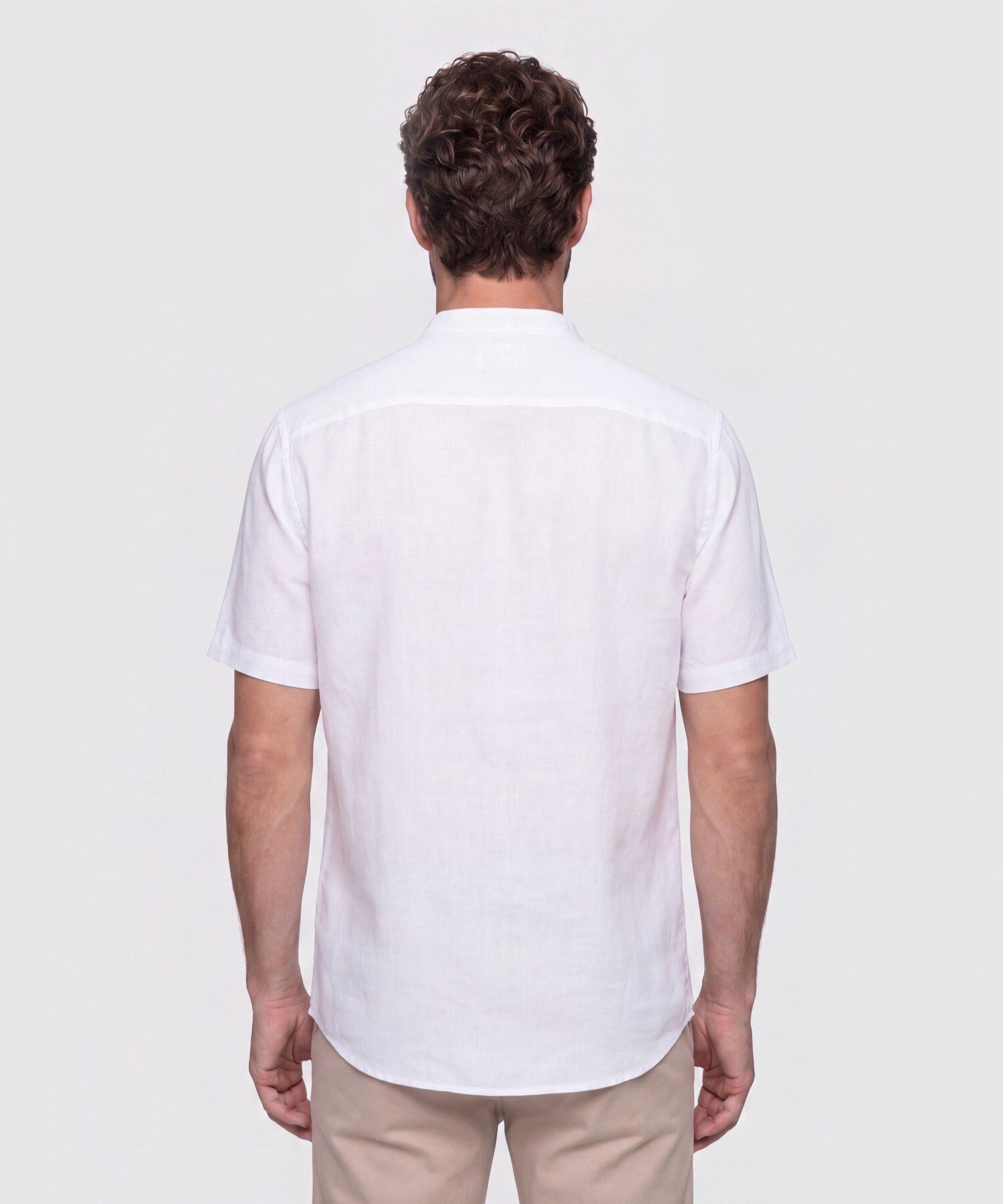 Camisa Cuello Mao Unicolor para Hombre