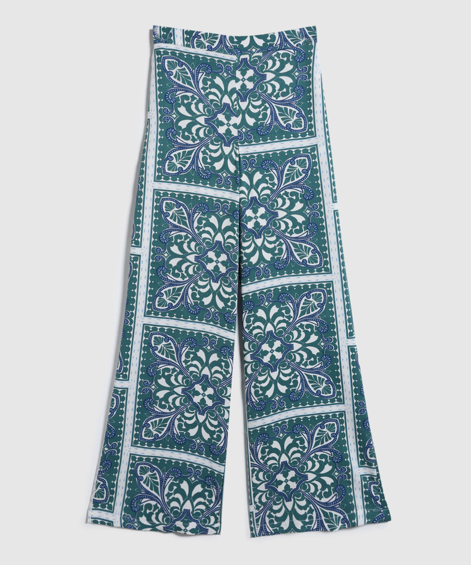 Pantalon Estampado Con Bolsillos Laterales, Quiebre En Frente Y Pretina Resortada En Posterior