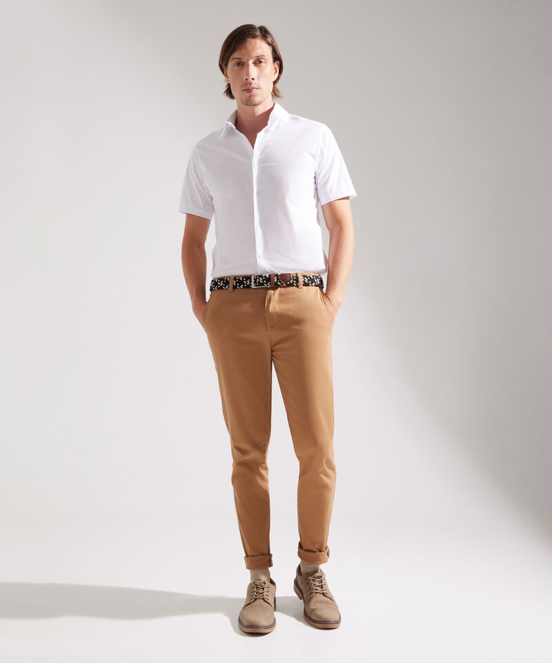 Camisa Manga Corta con Cuello Camisero Blanco