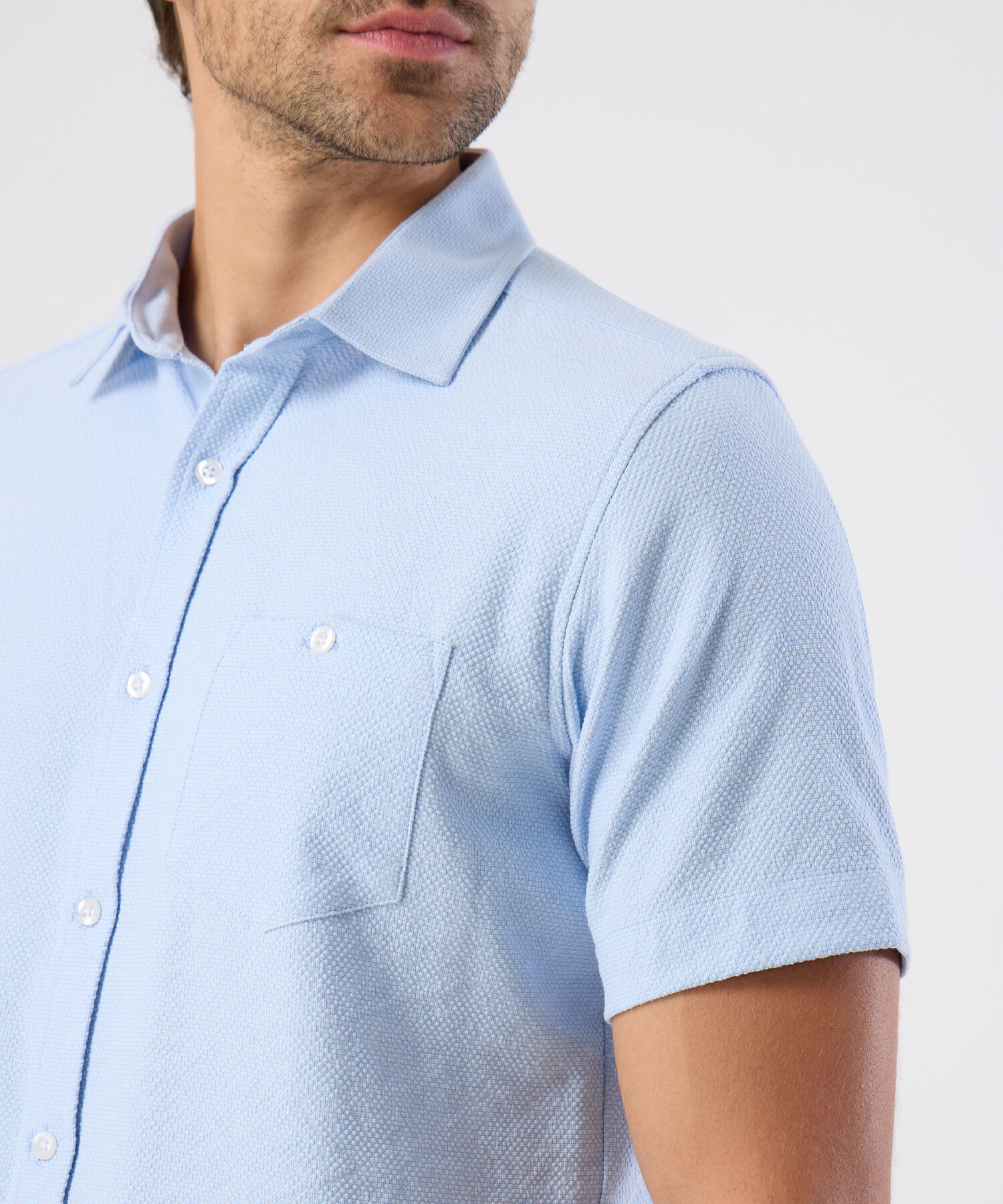 Camisa Casual De Textura Para Hombre