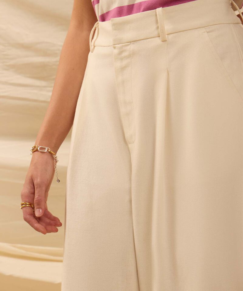 Pantal&oacute;n Wide Leg Con Pinzas Para Mujer