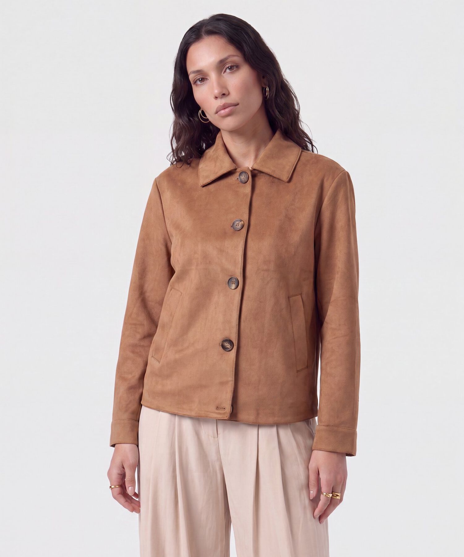 Chaqueta Corta Estilo Camisero Para Mujer