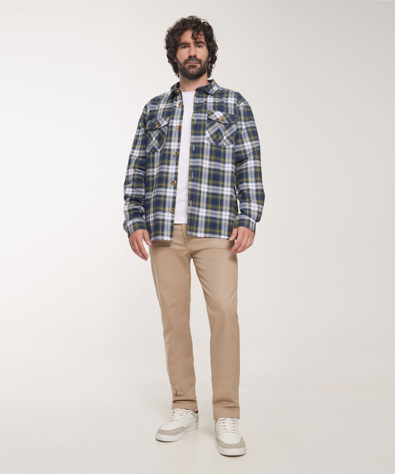 Camisa De Cuadros Con Bolsillos De Tapa