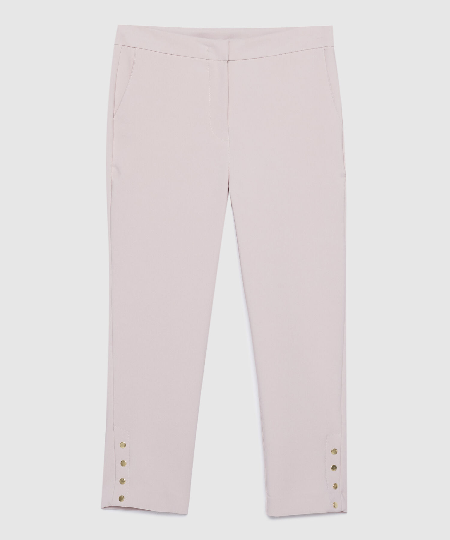 Pantalón Clásico Unicolor Con Botones En Bota