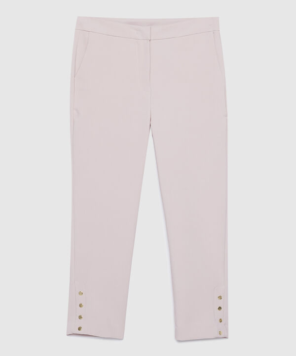 Pantalón Clásico Unicolor Con Botones En Bota