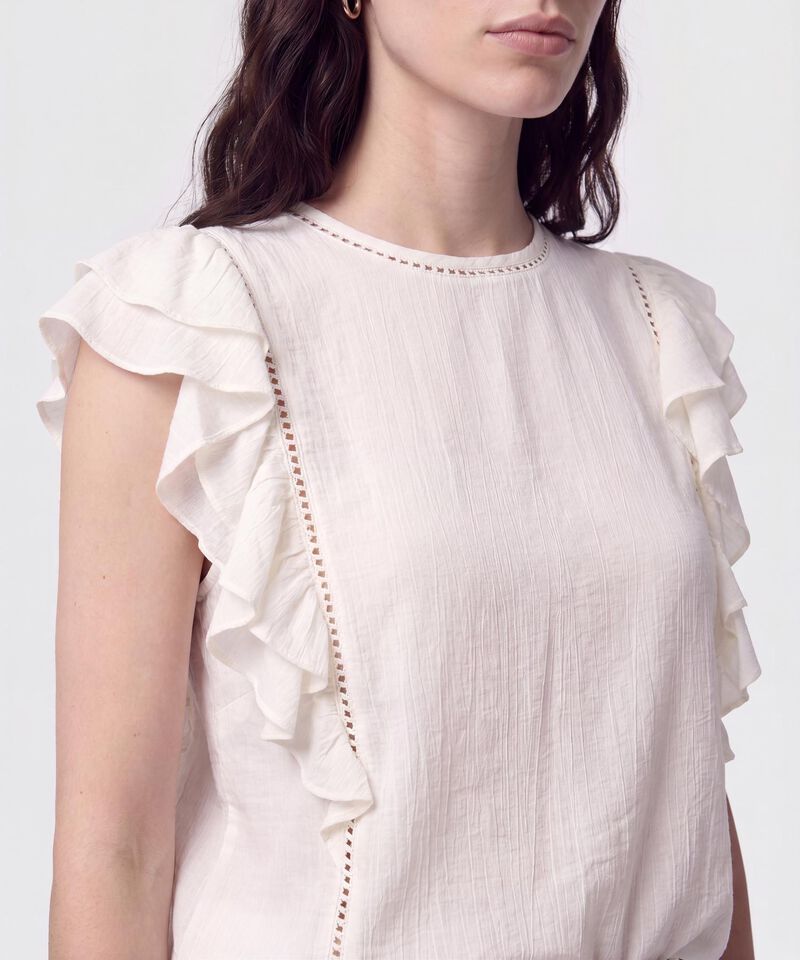 Blusa de volantes calada para mujer