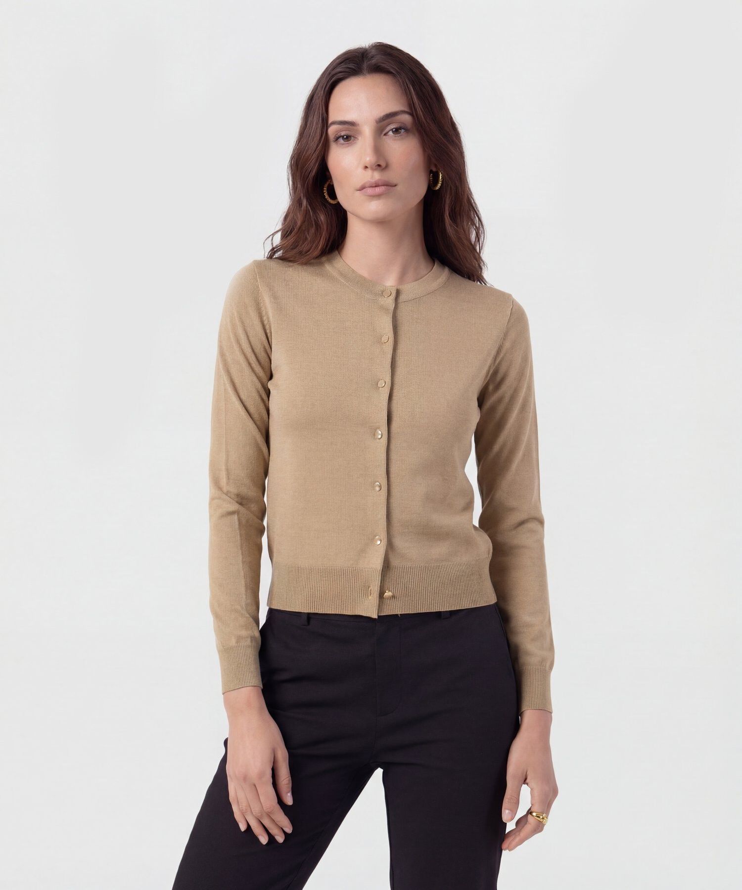 C&aacute;rdigan Cl&aacute;sico Cuello Redondo Mujer