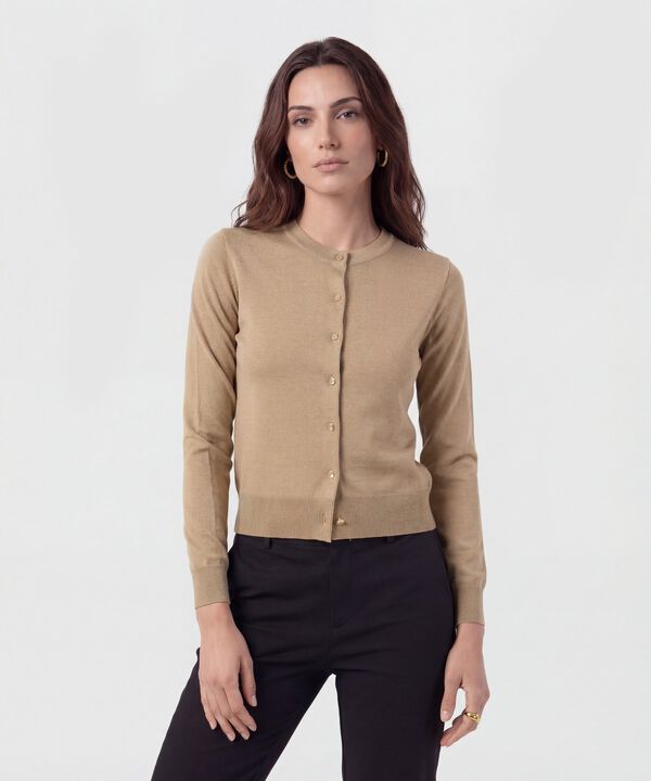 C&aacute;rdigan Cl&aacute;sico Cuello Redondo Mujer image number null