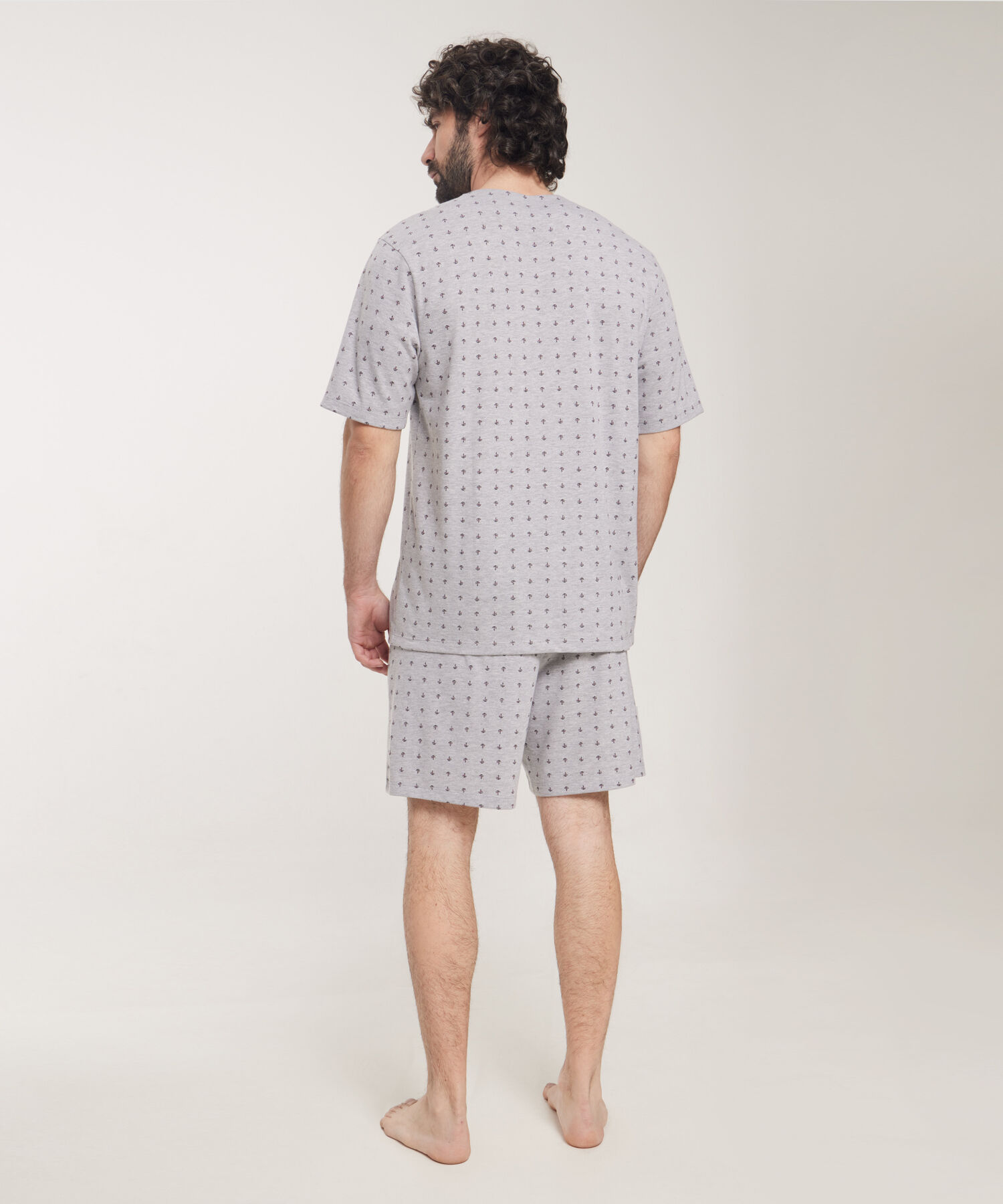 Pijama 2 Piezas Camisa Manga Cortay Pantalóneta Con Hiladillo