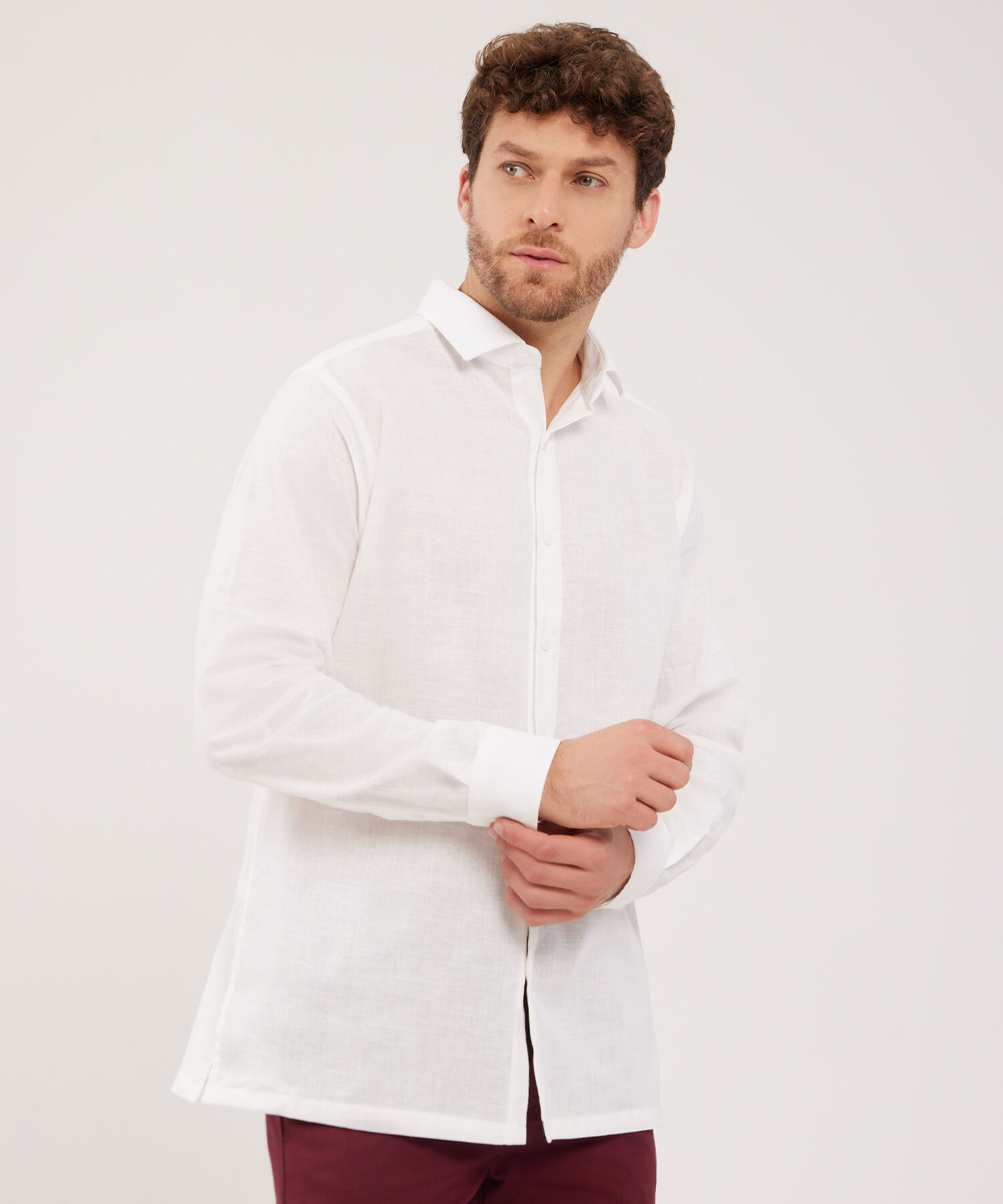 Camisa Guayabera Cuello Camisero Abierto Mini