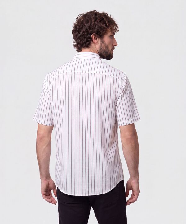 Camisa Listrada Con Bolsillo Para Hombre