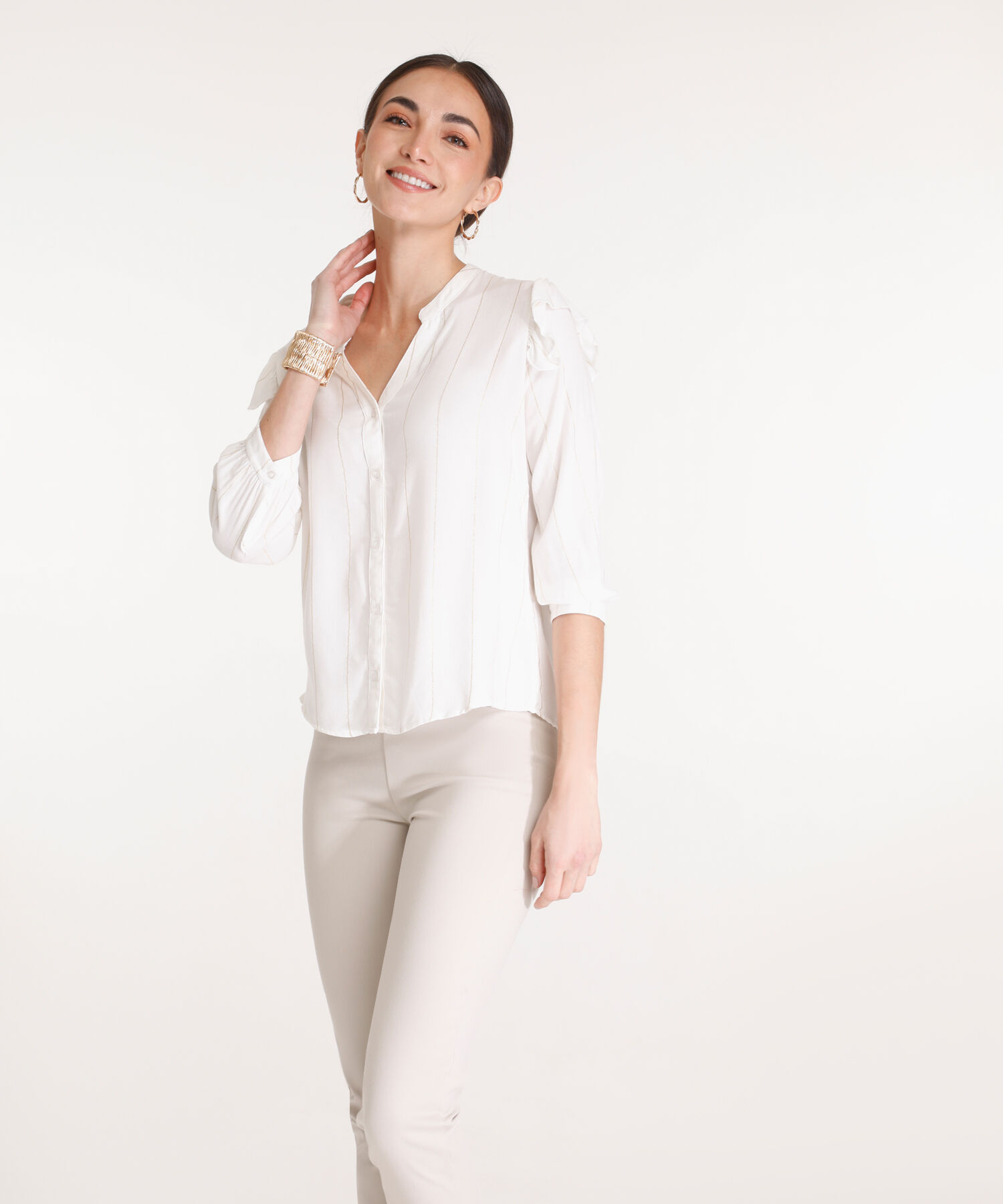 Blusa Prete&ntilde;ida Con Lurex  Manga 3/4