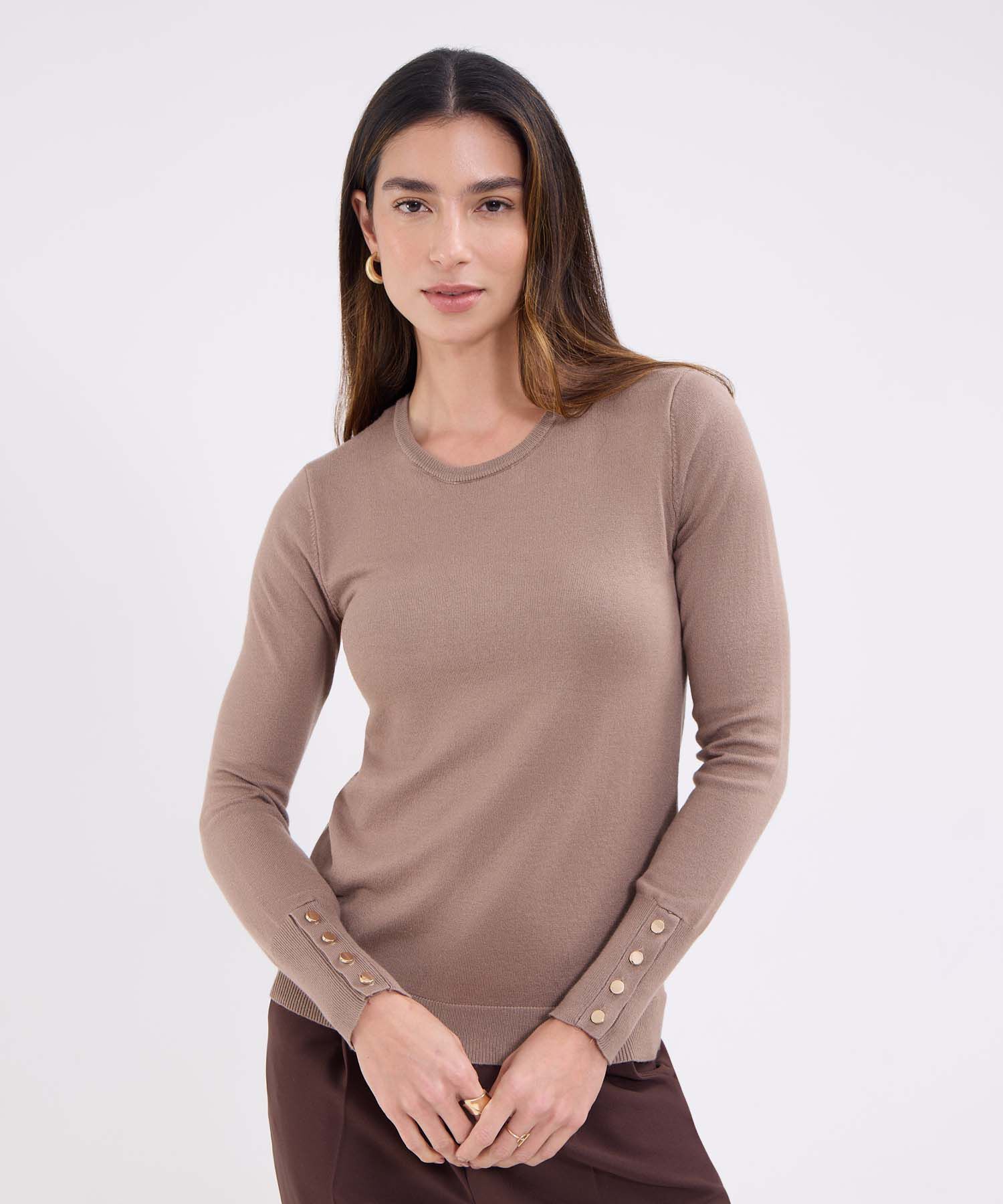 Saco unicolor  con botones en puño para mujer