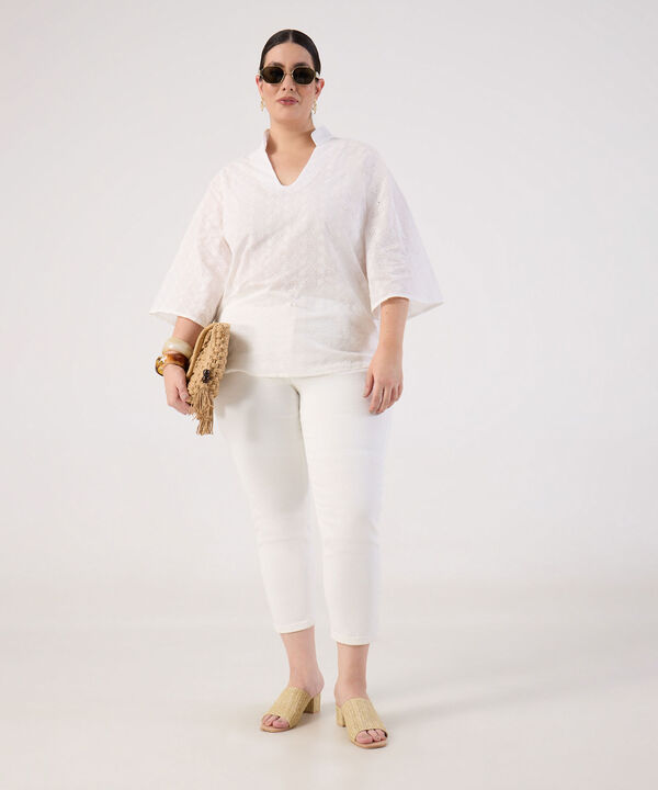 Blusa con Escote V y Manga 3/4 Para Mujer Curvy image number null