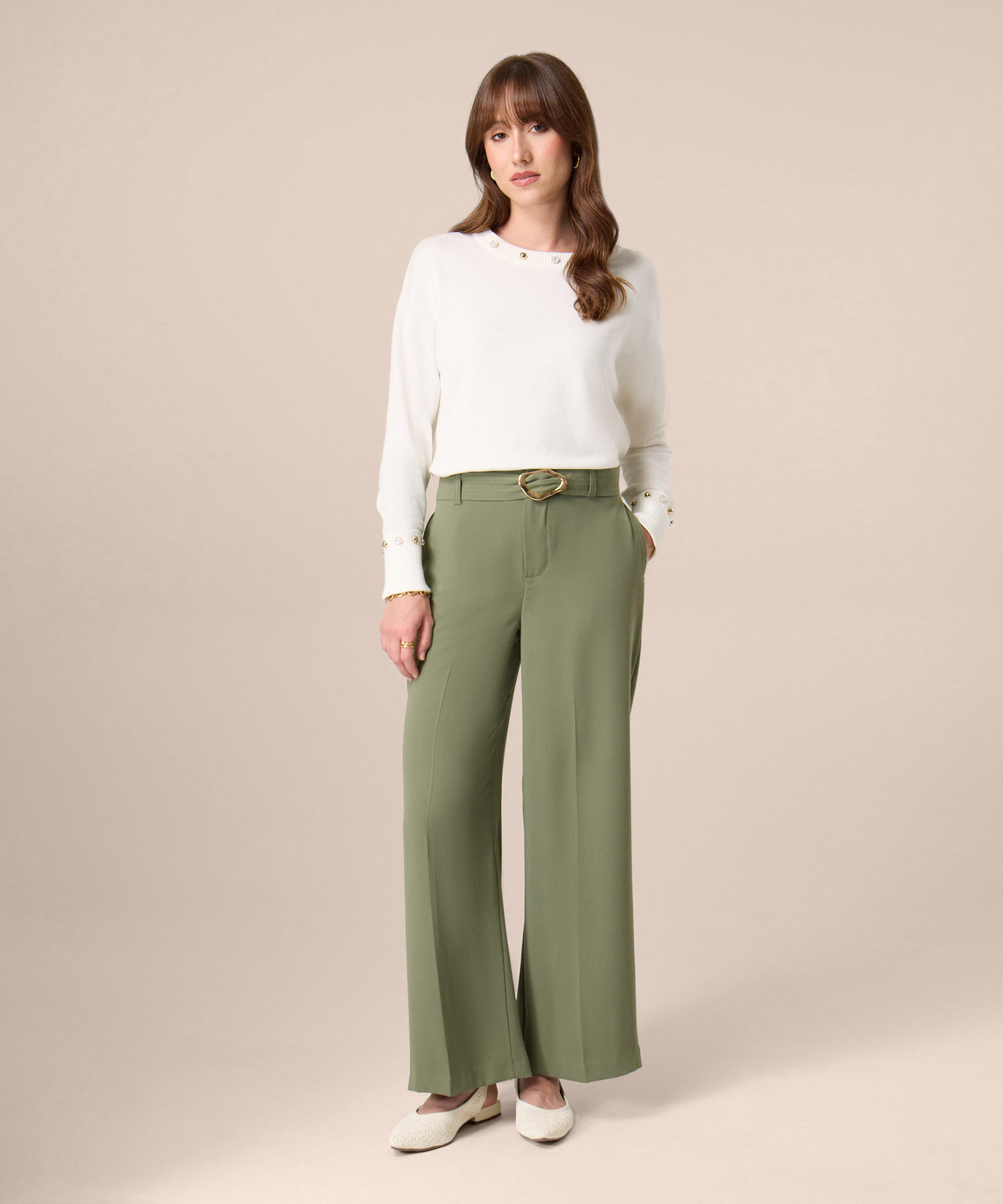 Pantal&oacute;n Wide Leg Con Cintur&oacute;n Para Mujer