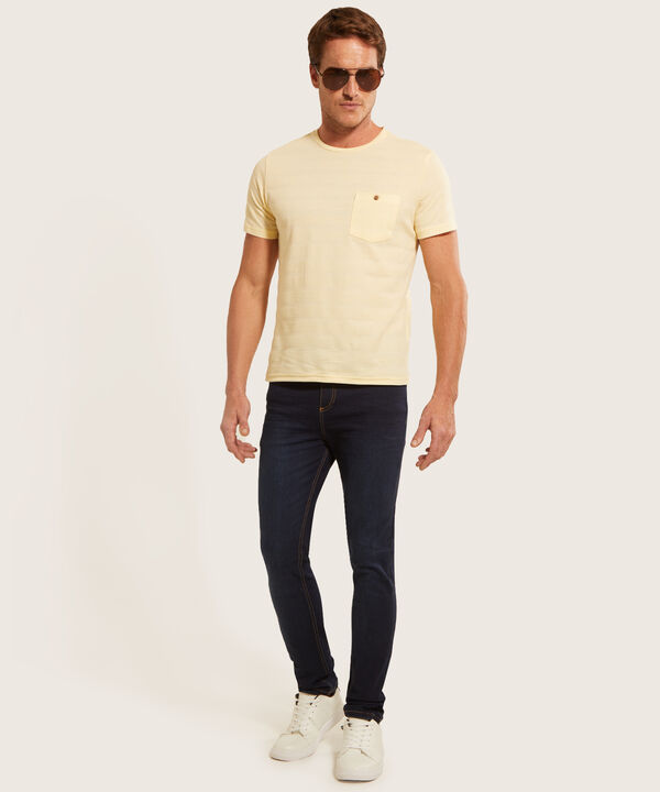 Camiseta Unicolor, Cuello Redondo Con  Bolsillo De Parche