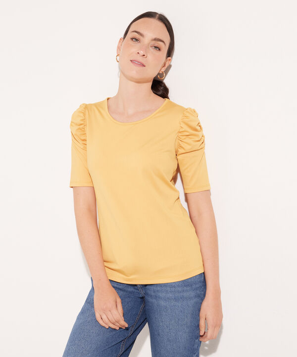 Camiseta Manga Corta Unicolor Con Ruche image number null
