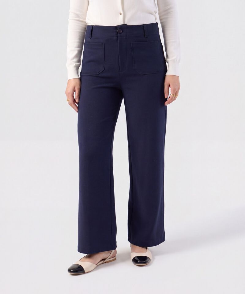 Pantal&oacute;n Recto Con Bolsillos Parche Mujer