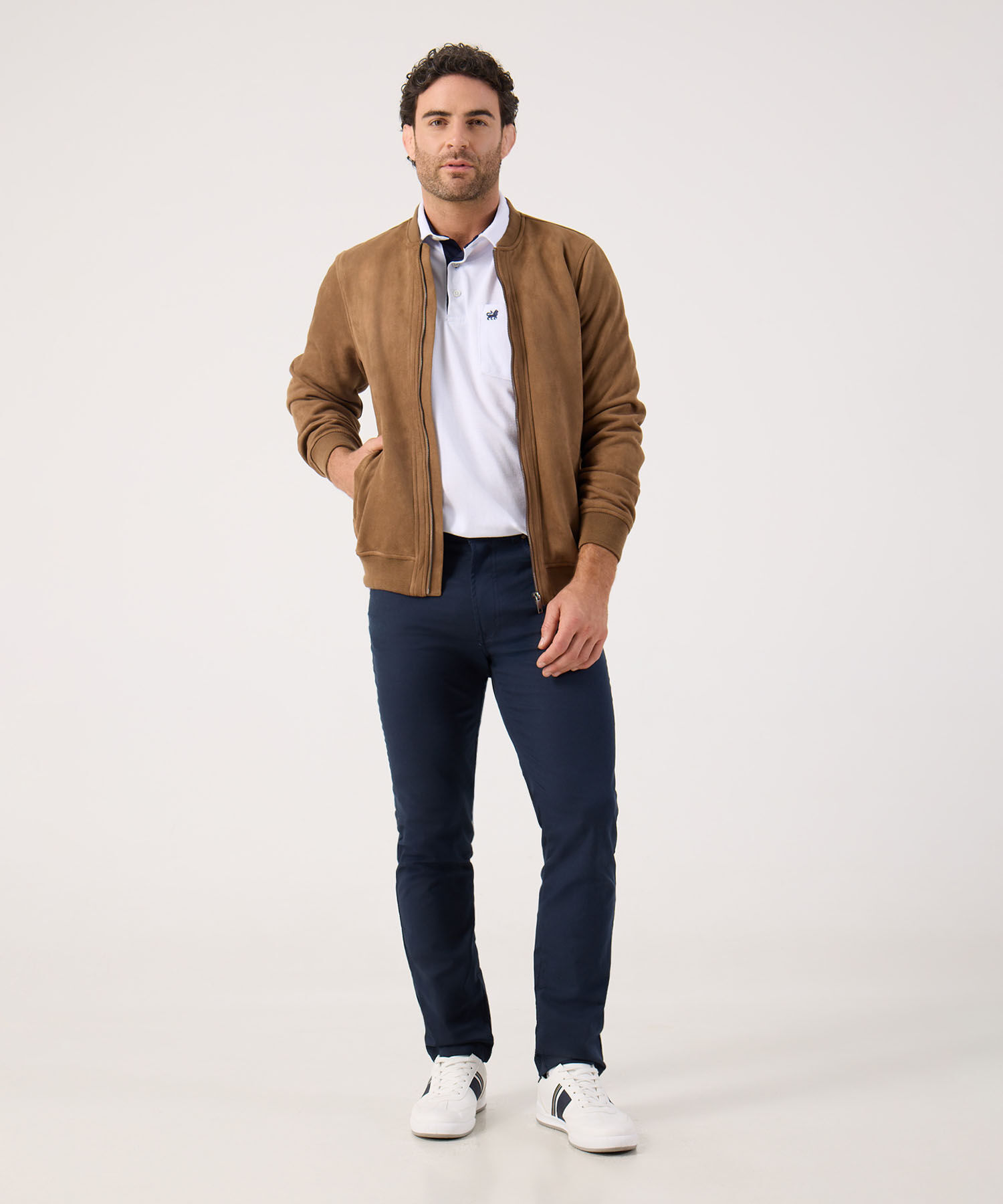 Polo Unicolor, Cuello Duro Con Bolsillo Y Silueta Regular Fit Naranja