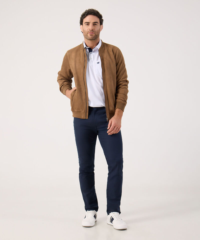 Polo Unicolor, Cuello Duro Con Bolsillo Y Silueta Regular Fit Naranja