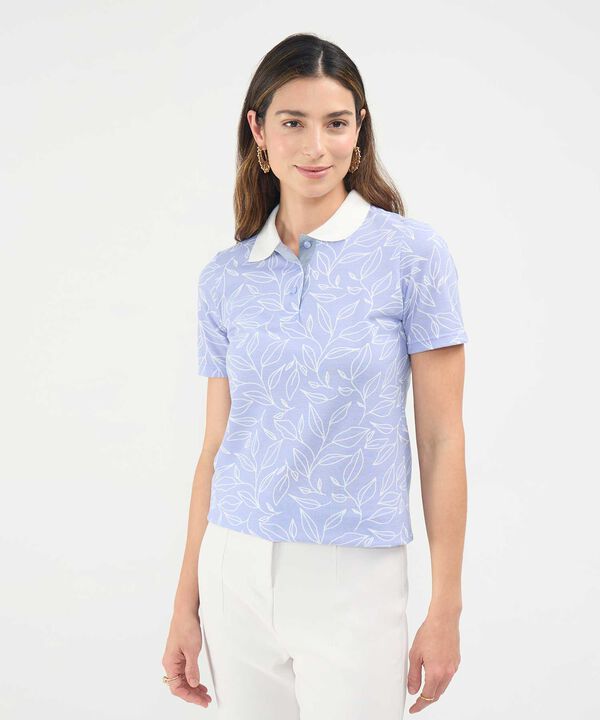 Polo Estampada Manga Corta Con Cuello Tejido Sin Bolsillo image number null