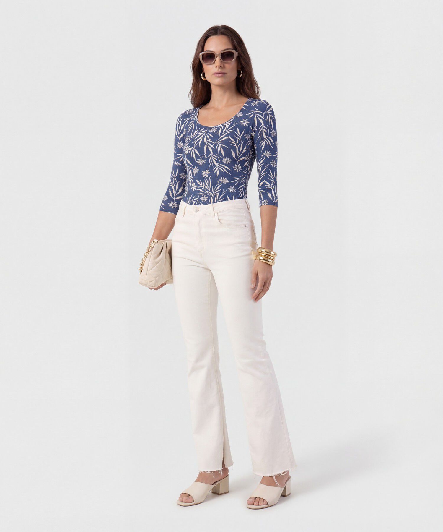 Camiseta Manga Media Y Cuello Redondo Mujer