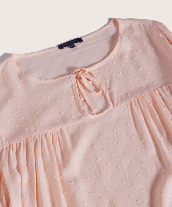 Blusa Manga Larga, Cuello Ojal