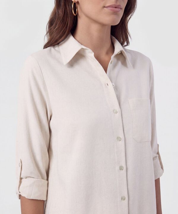 Camisa Unicolor Con Charretera Para Mujer