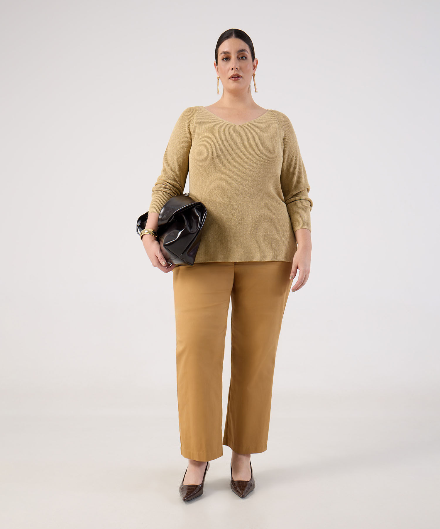 Saco Cuello en V Tejido para Mujer Curvy