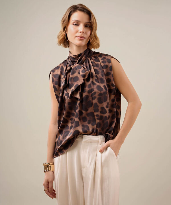 Blusa Sin Mangas Con Lazo Para Mujer image number null